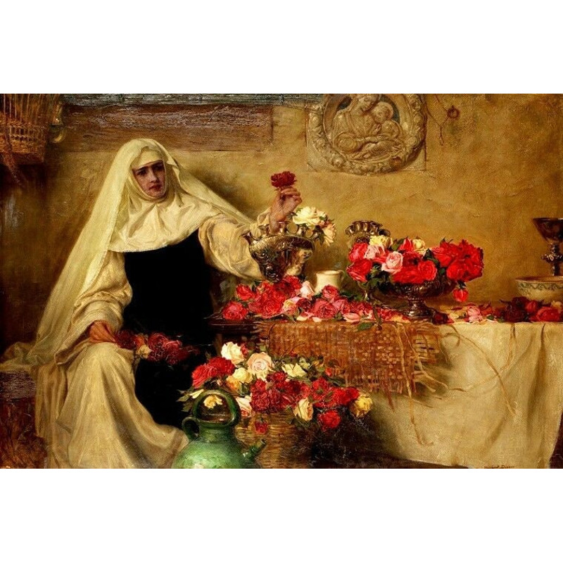 For Saint Dorothea's Day Flower Roses Religion Painting By Herbert Draper Repro.jpg