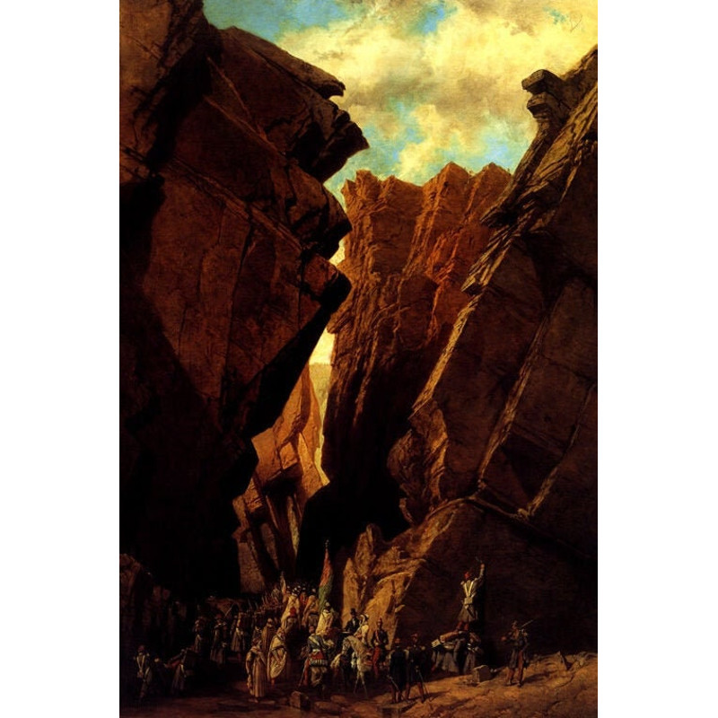 Passing Through The Iron Gates Algeria Montain Painting By Adrien Dauzats Repro.jpg