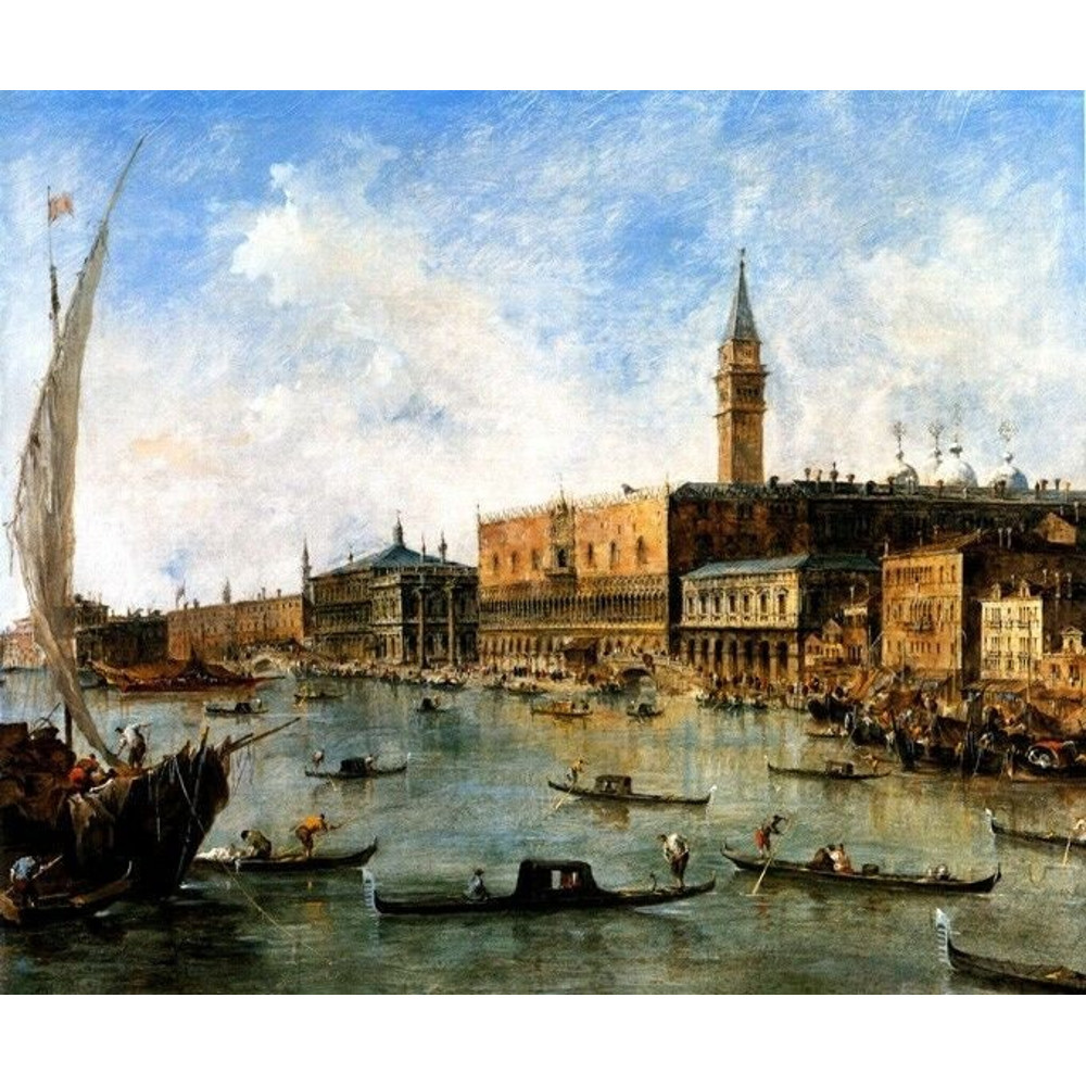 Venice The Doge's Palace The Molo From Basin Of San Marco Italy By Guardi Repro.jpg