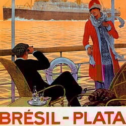 bresil plata ship brazil cruise south atlantic ocean travel vintage poster repro