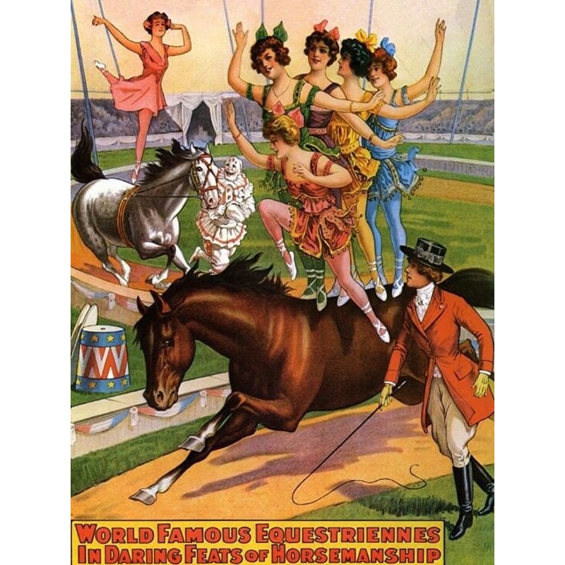 Famous Equestriennes In Daring Feats In Horsemanship Circus Vintage Poster Repro.jpg