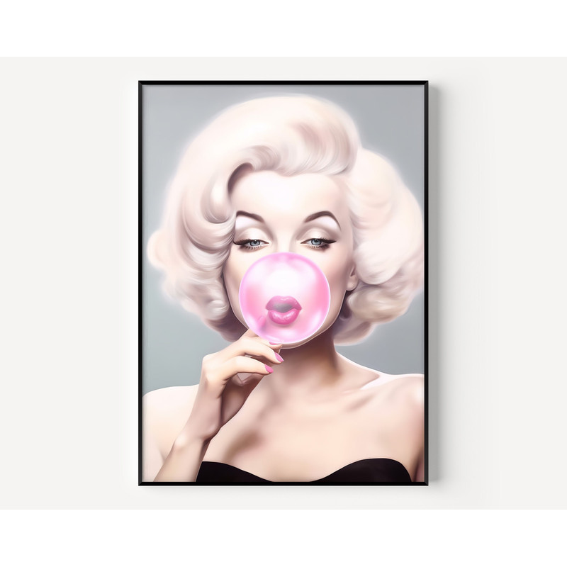 Marilyn Monroe Bubble Gum Fashion Print Pop Art Print Wall Art Marilyn Monroe Portrait Bubble Gum Wall Art.jpg
