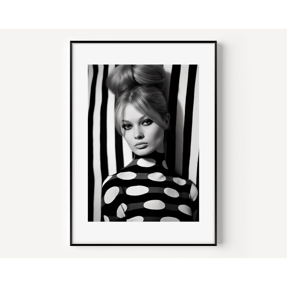 Brigitte Wall Art Black and White Print Famous Photography Women Painting Vintage Photograph Portrait of Famous.jpg