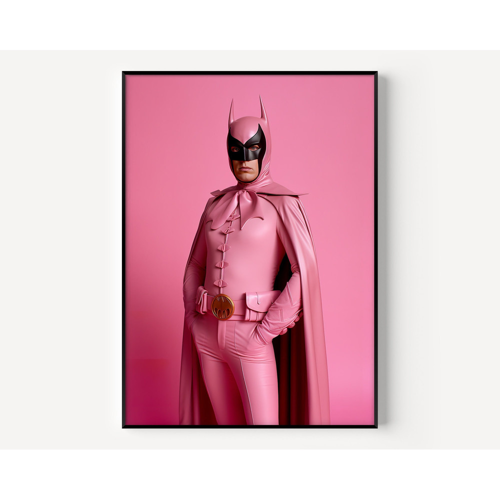 Batman Style Poster Superhero Art for Nursery Poster of Avengers Wall Art Superhero Pink Poster, Gifts for boyfriends.jpg
