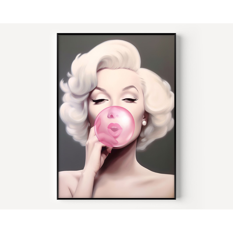 Marilyn Monroe Bubble Gum Fashion Print Pop Art Print Wall Art Marilyn Monroe Portrait Bubble Gum Wall Art-1.jpg
