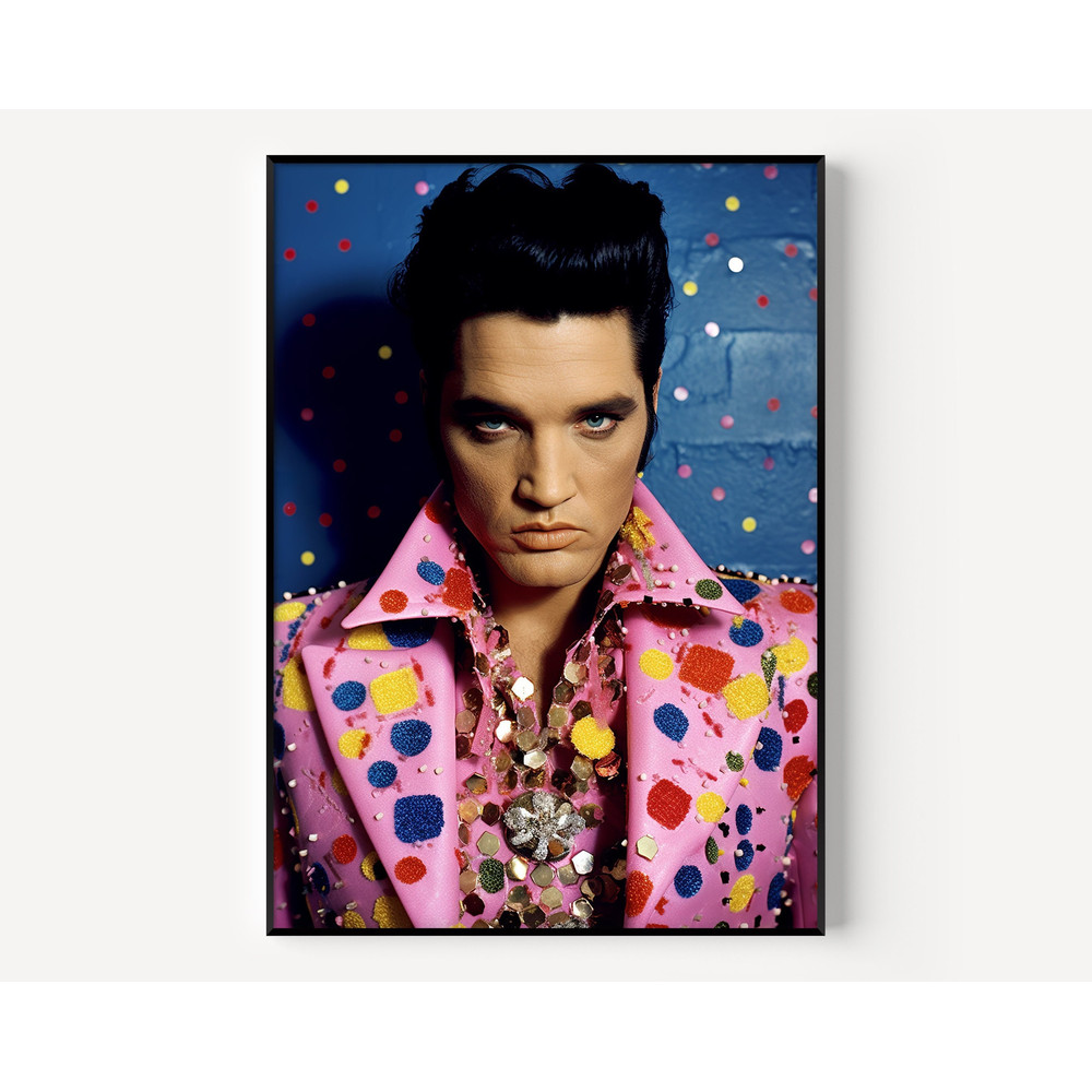 Elvis Wall Art Elvis Print Famous Photography Man Painting Vintage Photograph Portrait of Famous Colorful Poster of Man-1.jpg