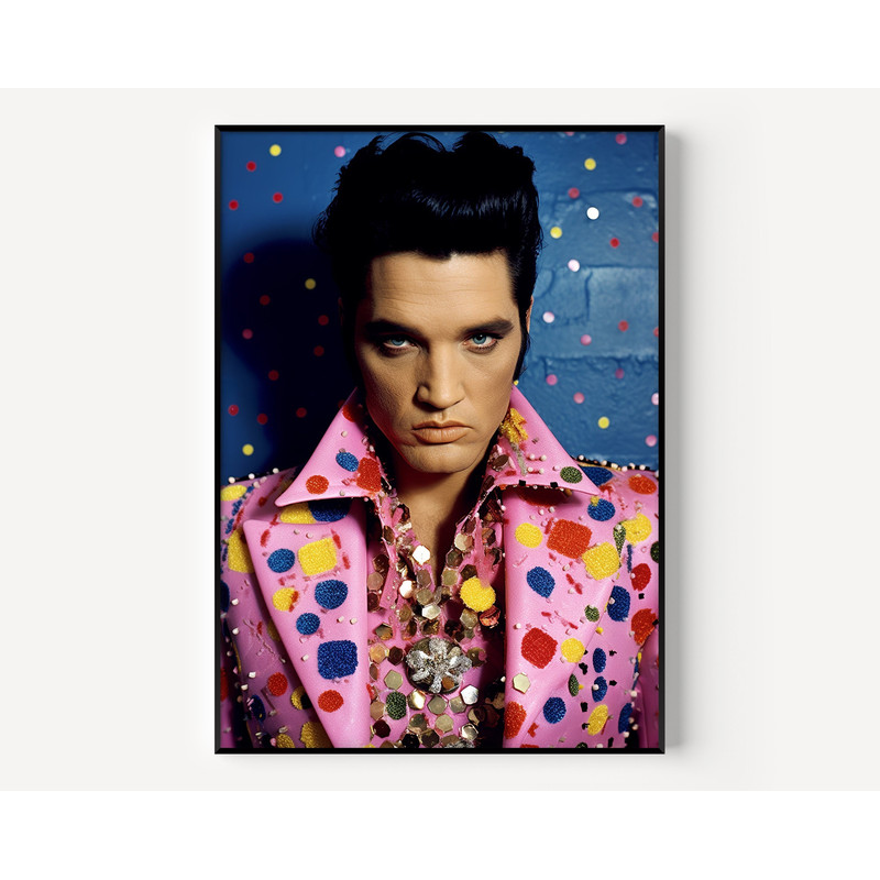 Elvis Wall Art Elvis Print Famous Photography Man Painting Vintage Photograph Portrait of Famous Colorful Poster of Man-1.jpg