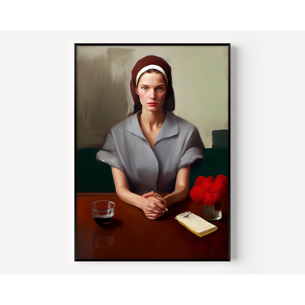 Vintage Woman Portrait Oil Painting Vintage Female Figure Print Women Wall Art Portrait of Woman Feminism Poster of Handmaid.jpg