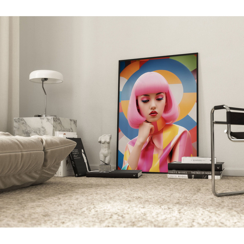 Retro Comic Style Pop Art Girls, Pop Model Art,Trendy Pop Style, multicolored Print, Artful Feminine Poster, beauty salon decor.jpg