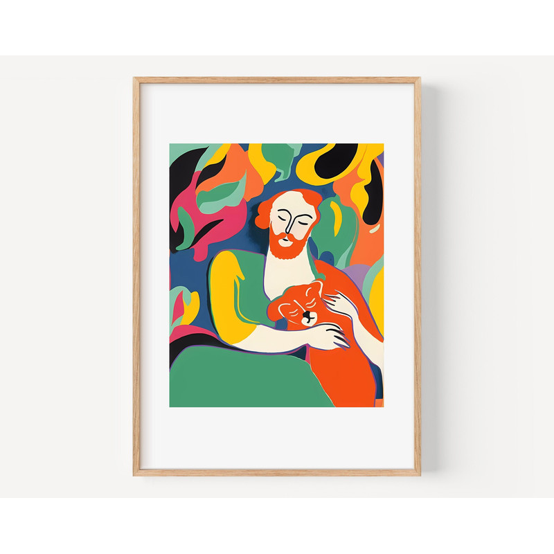 Henri Matisse Man and Cat Print Exhibition Gallery Wall Art Poster Matisse Multicolored Prints Abstract People Prints Cat Posters.jpg