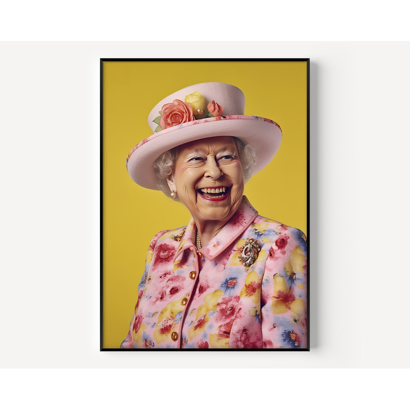 The Queen Portrait Happy Queen Art Paint Famous Photography Women Painting Vintage Photograph Portrait of Famous Posters Artful Gift.jpg