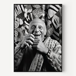 picasso wall art black and white picasso poster self portrait print famous photograph style portrait man portrait artist