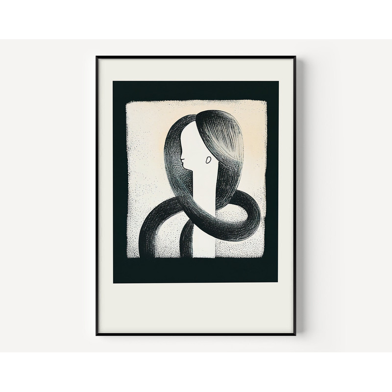 Abstract Wall Art abstracted Black and White Faceless Woman Poster Digital Print Modern Wall Art Extra Large Painting Impressionist Art.jpg