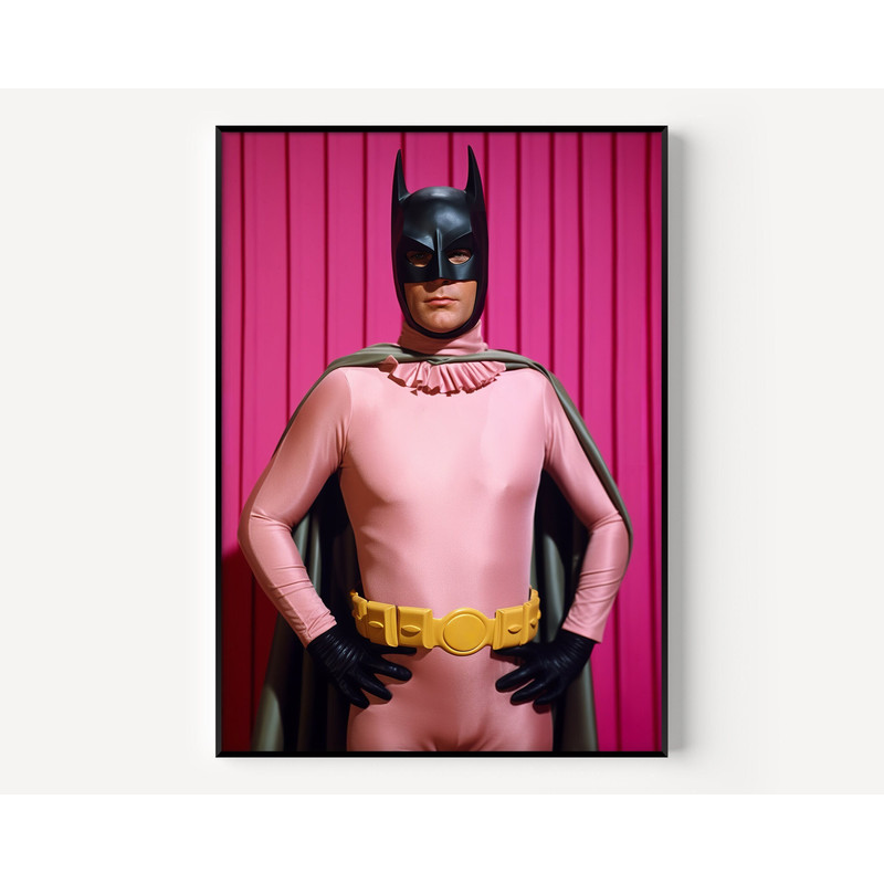 Batman Style Poster Print Batman Poster Superhero Art Print for Men Poster of Avengers Wall Art Superhero in Pink, Gifts for boyfriends.jpg