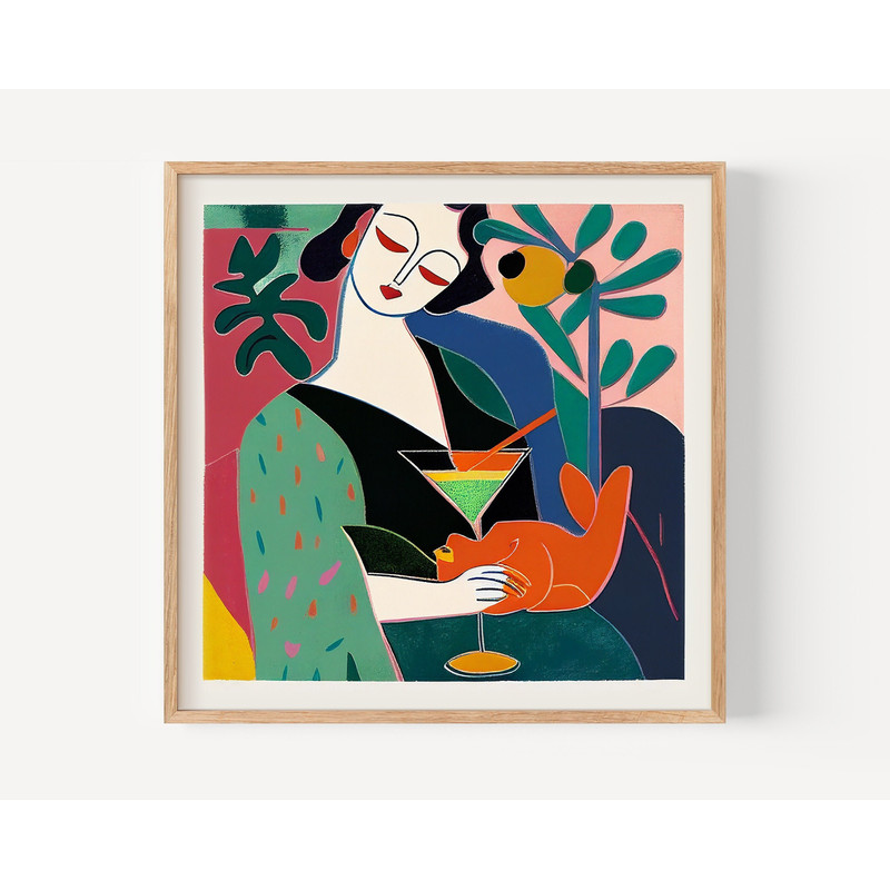 Matisse Woman and Cat Print Exhibition Gallery Wall Art Poster Henri Matisse Multicolored Prints Abstract People Prints Women Posters-1.jpg
