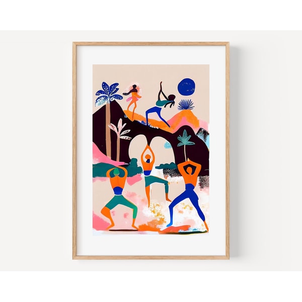 Illustrative extra large wall art for Living Room Abstract Art Prints of Women Yoga Poster of Beach Seascape Painting of impressionistic.jpg