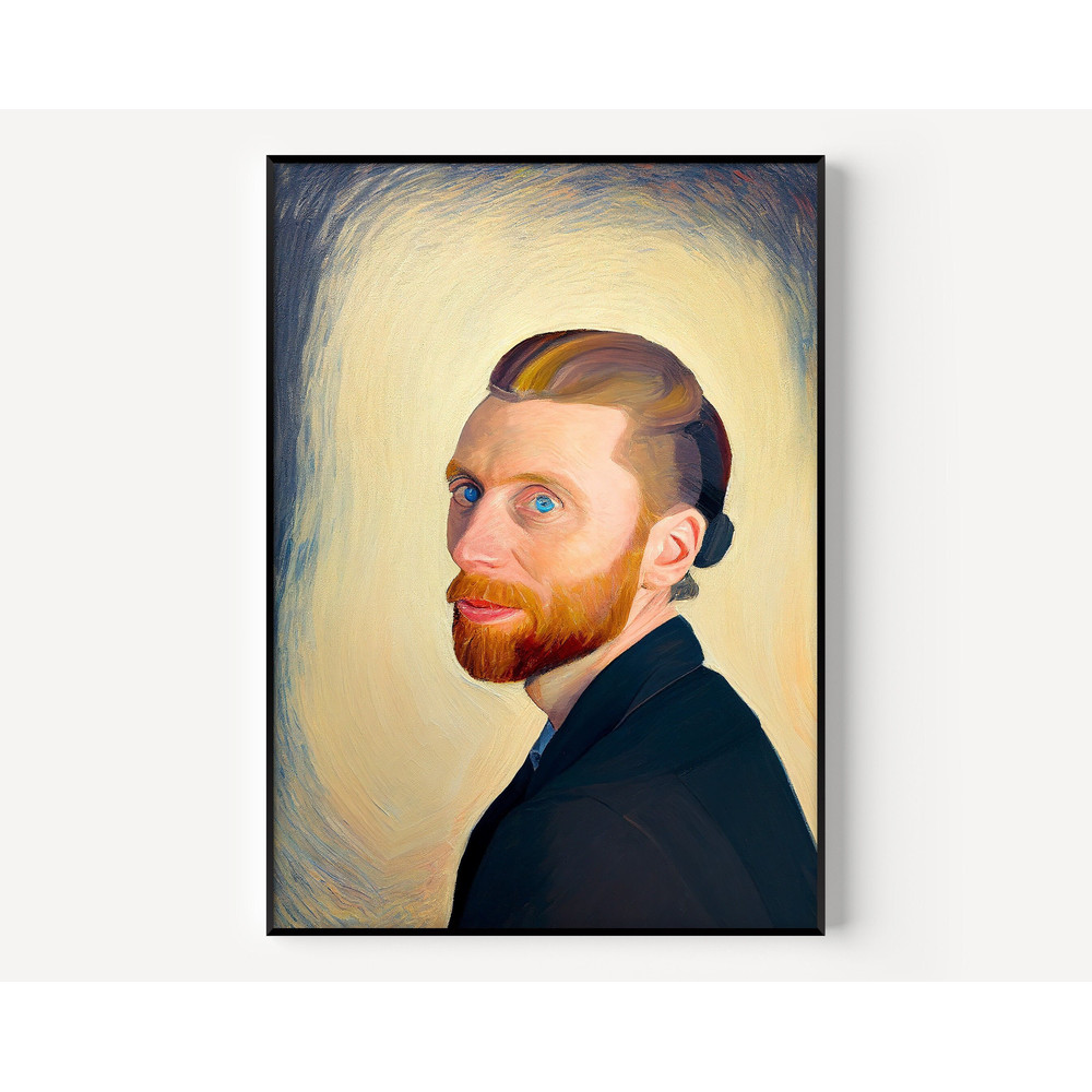 Van Gogh Wall Art Van Gogh with Smile Self Portrait Print Famous Oil Painting Man Portrait Painting Vintage Oil Portrait Artist Poster-1.jpg
