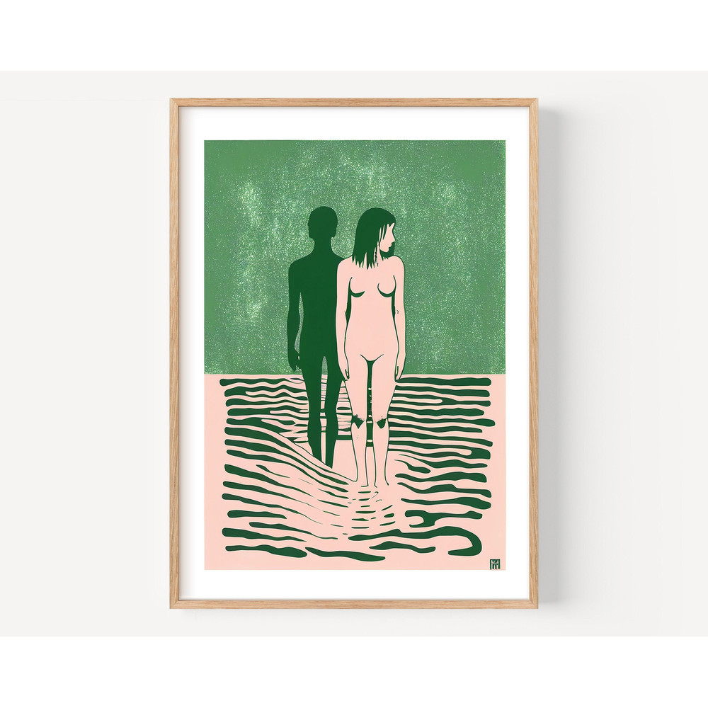 Abstract Woman Art Naked Woman Wall Art Modern Abstract Art Woman standing in Water Print Living Room Wall Art, creative artwork of woman.jpg