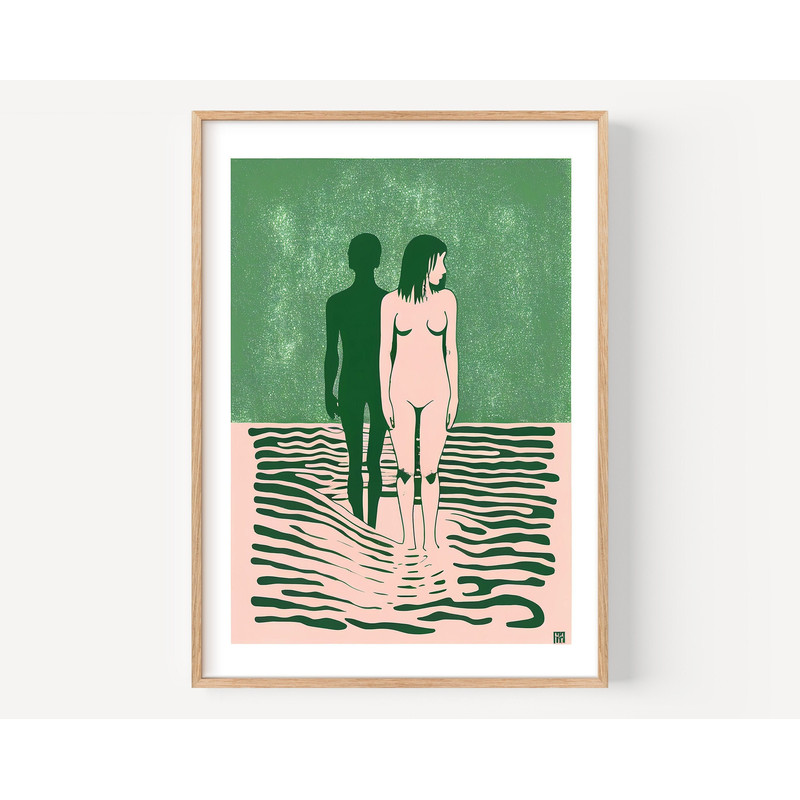 Abstract Woman Art Naked Woman Wall Art Modern Abstract Art Woman standing in Water Print Living Room Wall Art, creative artwork of woman.jpg