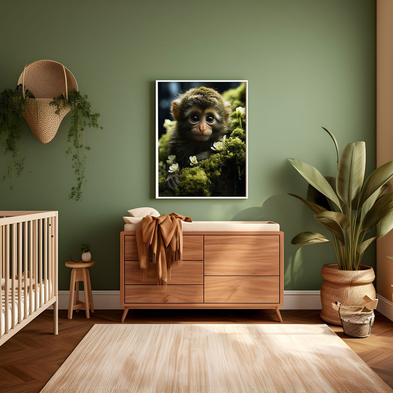 Baby Monkey Print, Nursery Animal Wall Art, Safari Decor, Printable Nursery Animals, Cute Baby Monkey, Large Poster, Babies Room Prints-1.jpg