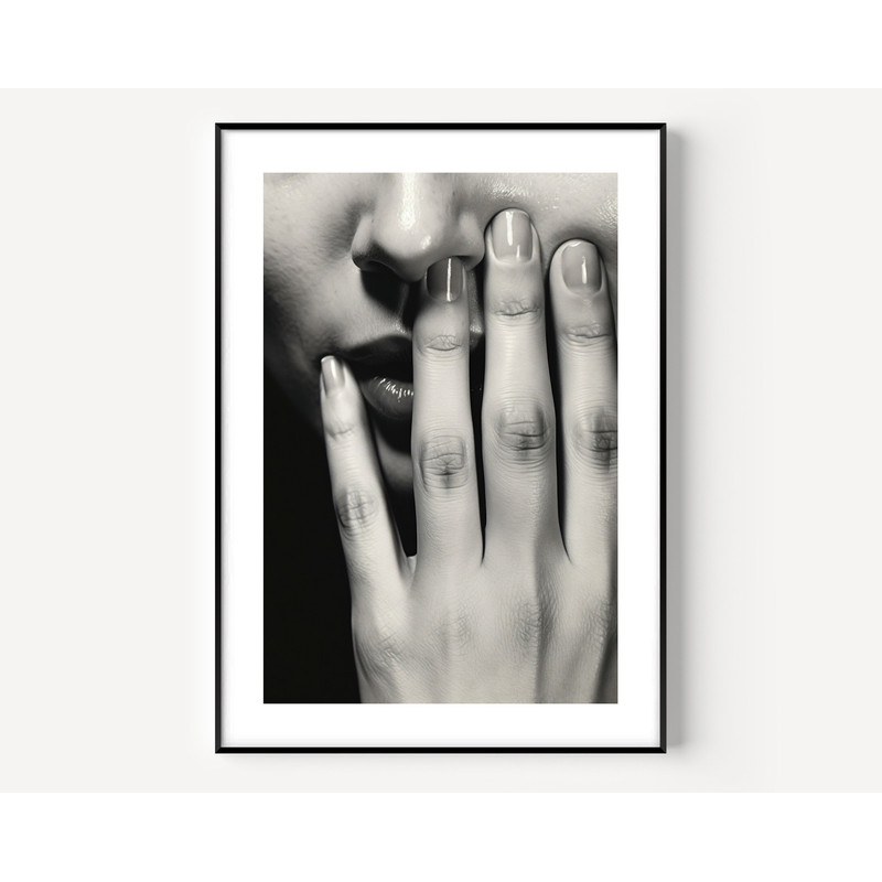Hand in Nose Funny Print, Surrealist Photography, Black and White Wall Art, Vintage Print, Photography Prints, Museum Quality Photo Print.jpg
