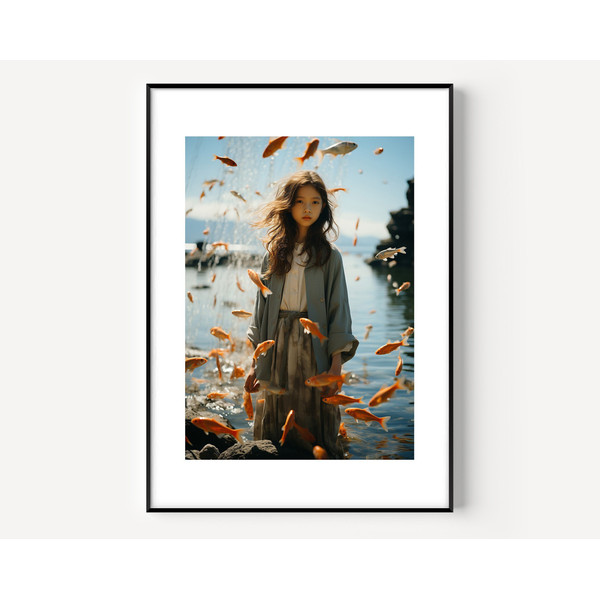 Surreal Landscape Artful, Surrealism Wall Art with Fish and Women Maximalist Decor,Moody Wall Art Prints,Trendy Painting Poster Home Decore.jpg