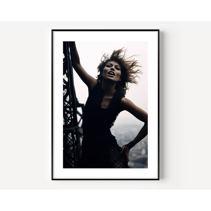 Tina Turner Eiffel Tower Print, Rip Tina Turner, Black And White Wall Art, Vintage Print, Tina Turner, Vintage Prints, Retro Music Poster-1.jpg