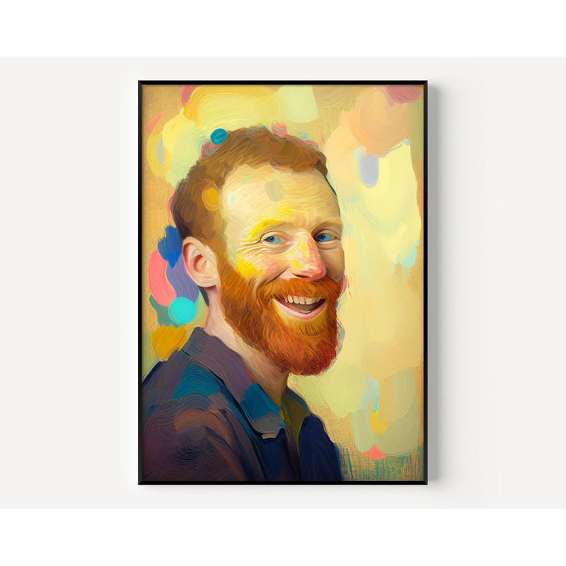 Van Gogh Wall Art Van Gogh with Smile Eclectic Wall Art Self Portrait Print Famous Oil Painting Wall Decor Home Decor man portrait colorful.jpg