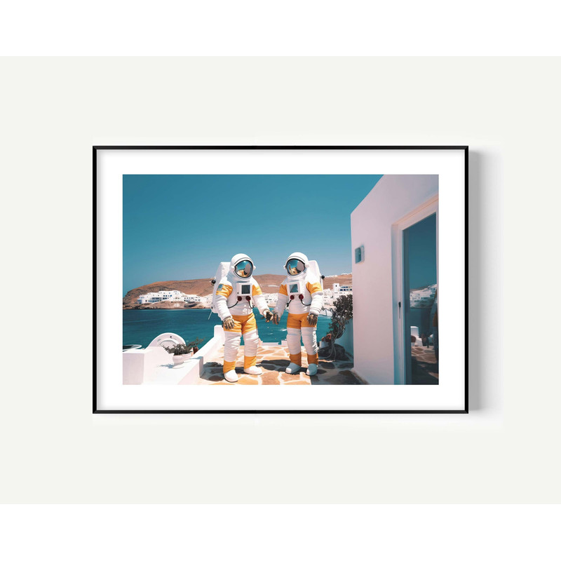 Astronaut in Santorini Greece Wall Art, Nasa Couples Wall Art, Landscape Artful Wall Art, Impressionistic Art, artful space gallery spaceman.jpg