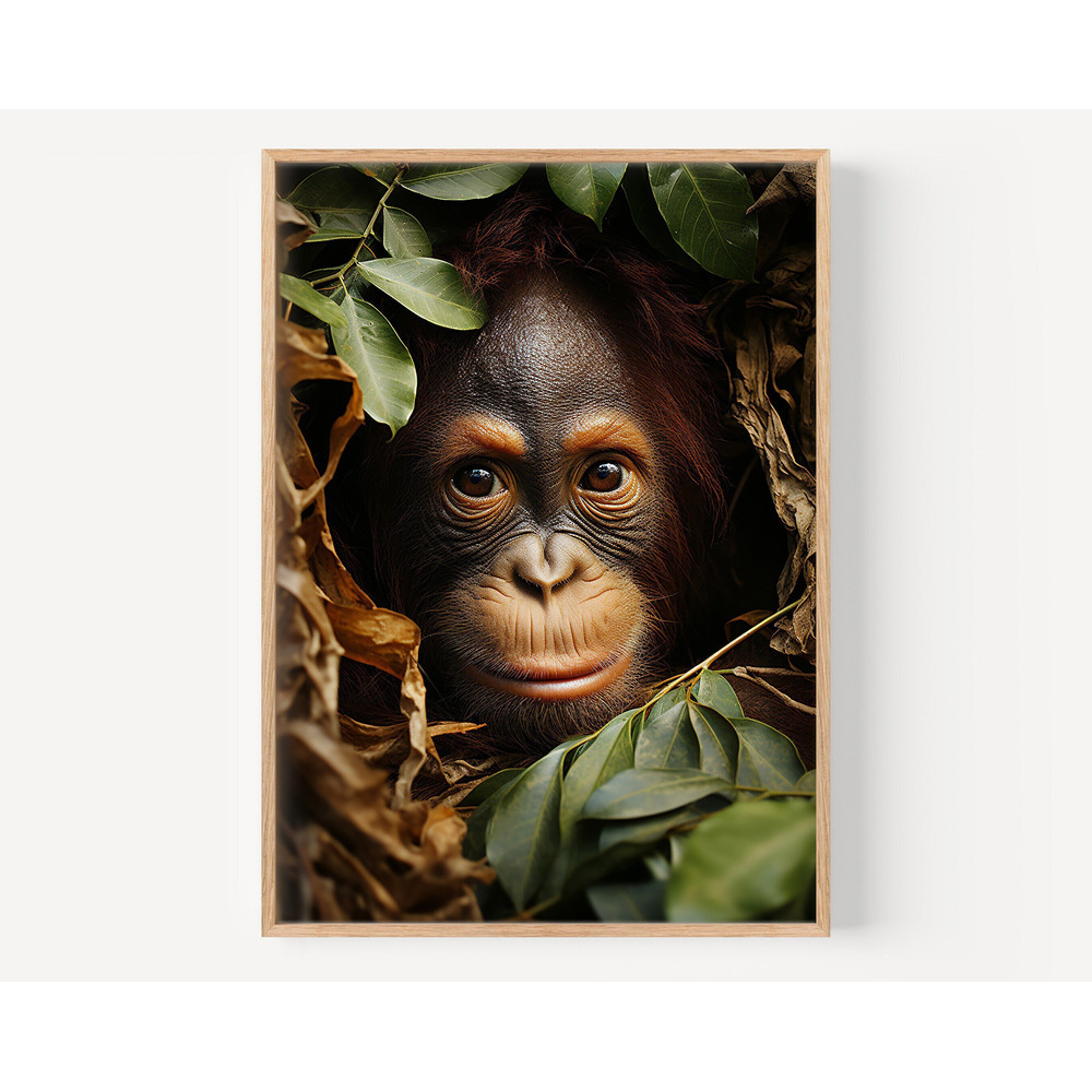 Monkey in Jungle, Funny kids room Printable, Safari Animal Art, Animal Art, Kids Wall Art,Forest Landscape,Forest Painting, Monkey Art Print.jpg
