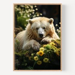 boho nursery decor, bear printable art, flower crown, forest animals, girls room decor, baby animal prints, nursery anim