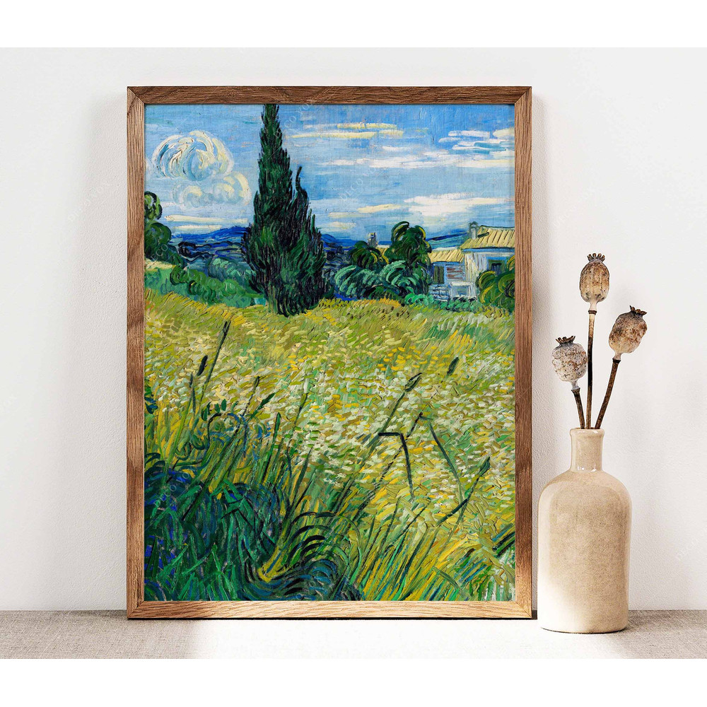 Vincent Van Gogh Green Wheat Field with Cypress Poster, Van Gogh Flowers, Botanical poster, Van Gogh Painting Reproduction PS0197-1.jpg