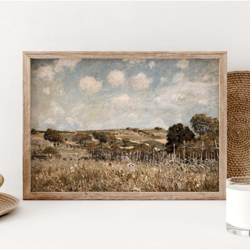 Wildflower Field Landscape Poster, Landscape Print, Vintage Flowers Art Poster, Country Field Wall Art, Wildflower Field Poster PS0333.jpg