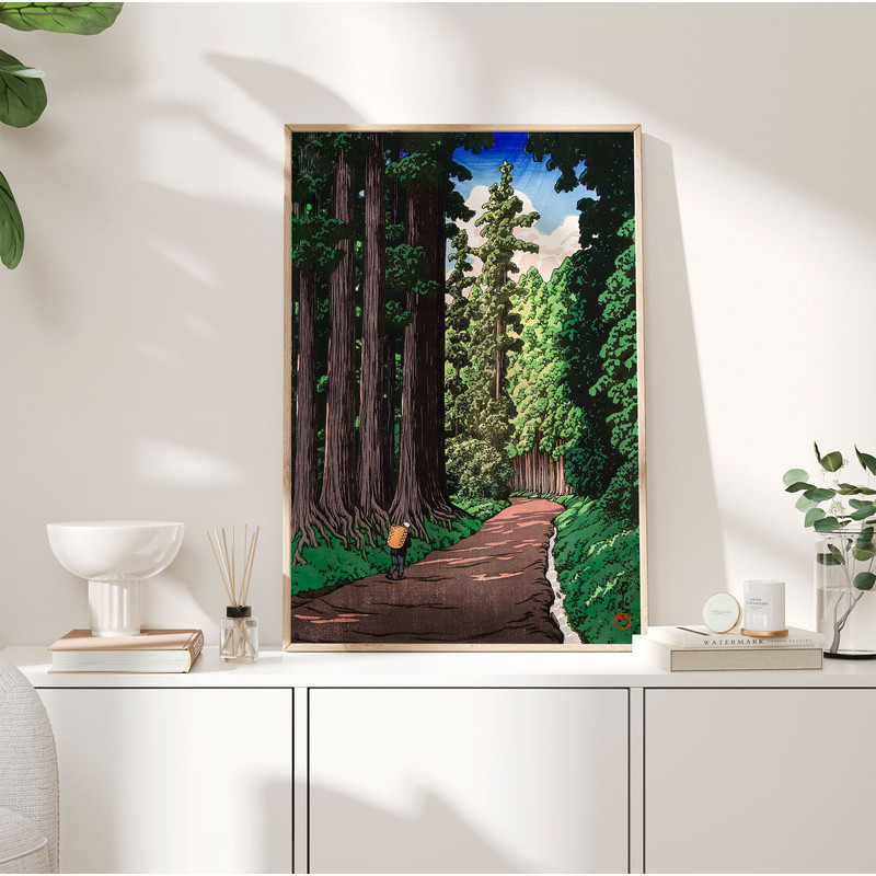 The Road to Nikko Poster 1930, Kawase Hasui Japan Art Print, Trees Wood Art Print, Traditional Japanese Art Print, Wall Art Decor PS0271.jpg