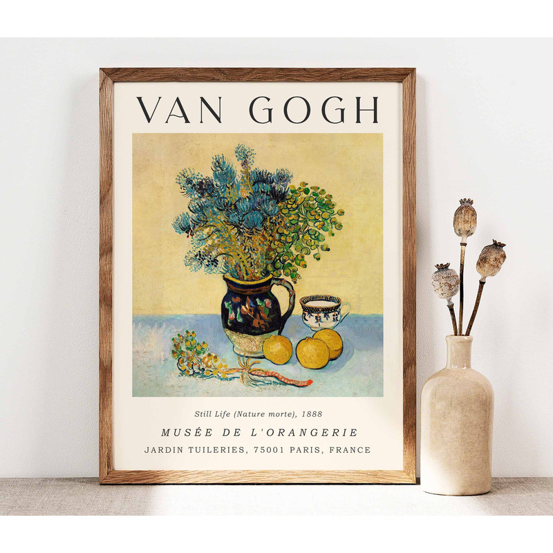 Vincent Van Gogh Still Life Nature Morte Poster, Van Gogh Tea Cup, Botanical Flower poster, Van Gogh Fruits Painting Reproduction PS0203.jpg