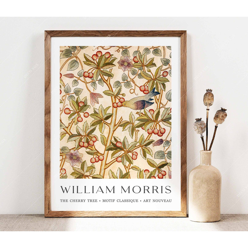 William Morris Print, Morris Poster, Cherry Tree Print, Garden Flowers Art, Botanical Print, Floral Art, Birds Wall Art Gift Idea PS0460.jpg