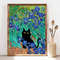 Vincent Van Gogh's Irises Cat Print, Van Gogh Cat Poster, Black Cat Art, Floral Print, Funny Cat print, Funny gift, Home decor Poster PS0130.jpg