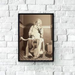 original albert einstein in toilet poster, rare albert einstein poster, albert einstein poster print, bathroom art, funn