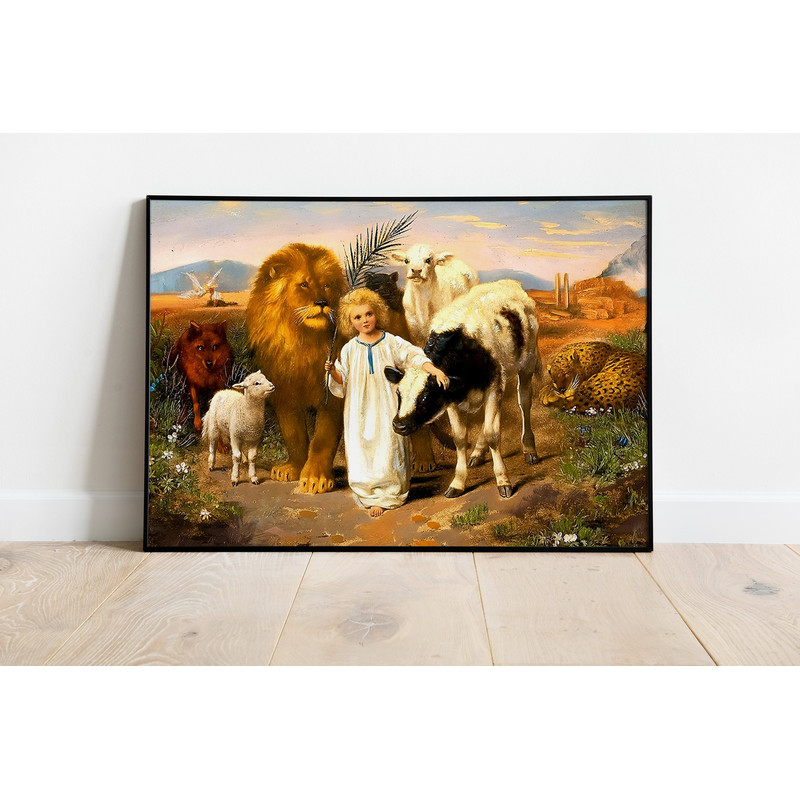 The Peace 1896 Painting by William Strutt - A Little Child Shall Lead Them, Peace, Jesus Lover Gift, Antique Painting, Christian Decor.jpg