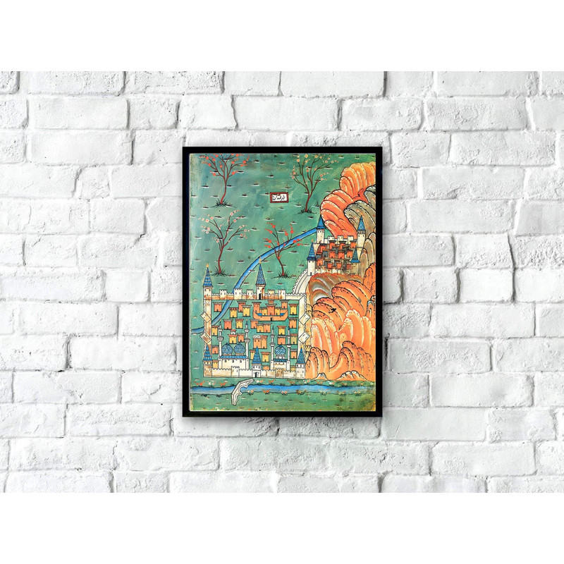 Antique Matrakci Nasuh Hamedan Map, 16th Century Map, Vintage Matrakci Nasuh Art Print, Ancient Art, Cartography, Vintage Illustrations.jpg