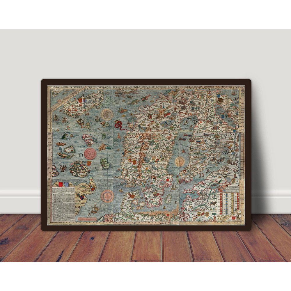 1539 Carta Marina Scandinavian Map Printable, Vintage World Map, Old Map Print, Map Wall Art, Old World Map, Antique Maps Print, 3 Sizes.jpg
