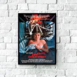 a nightmare on elm street movie poster, vintage movie poster, vintage film art, classic film poster, retro movie poster,