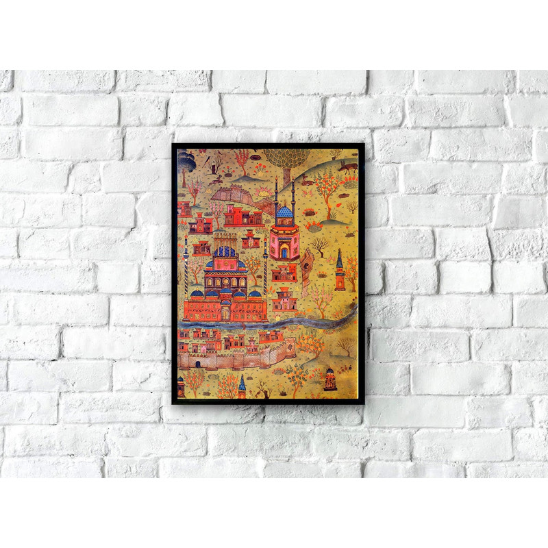 Antique Matrakçı Nasuh Soltaniyeh Map, 16th Century Map, Vintage Matrakci Nasuh Art Print, Ancient Art, Cartography, Vintage Illustrations.jpg