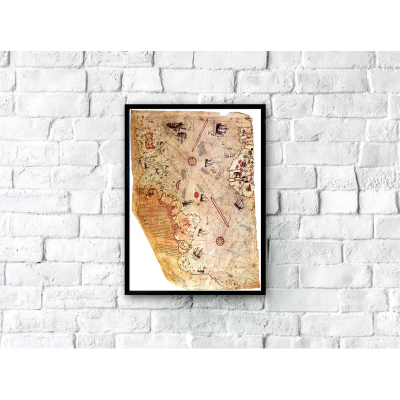 Ancient Piri Reis World Map, Ottoman Empire Map, Antique World Map Print, Cartography, Ancient Art, Map Art Print, Printable Historical Map.jpg