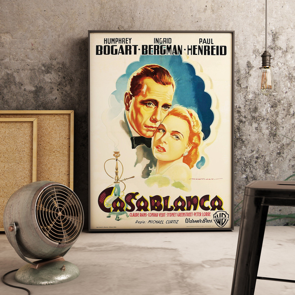 Casablanca Movie Poster 1942, Italian Casablanca Movie Poster, Vintage Movie Poster Print, Vintage Film Art, Classic Movie Art, Film Poster.jpg