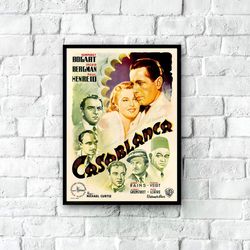 casablanca movie poster 1946, italian casablanca movie poster, vintage movie poster print, vintage film art, classic mov
