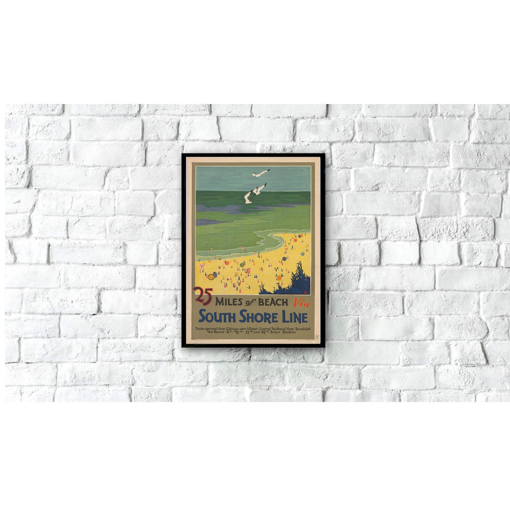 Original 25 Miles of Beach South Shore Line Vintage Poster Print, Retro Travel Poster, Classic Travel Poster, Poster Art, Wall Art, 5 Sizes.jpg