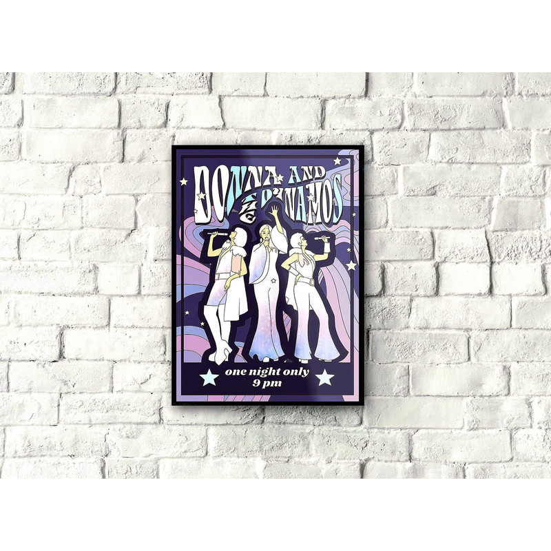 Donna and The Dynamos Poster, Classic Music Poster Printable, Mamma Mia Poster, Vintage Movie Poster, Home Decor, Movie Wall Art, Wall Decor.jpg