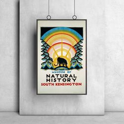 london underground 1923 museum of natural history poster, uk vintage travel print, printable wallart, london travel prin