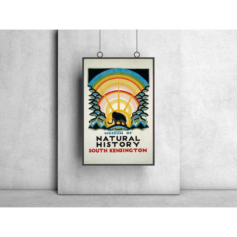 London Underground 1923 Museum of Natural History Poster, UK Vintage Travel Print, Printable WallArt, London Travel Print, UK Poster 4 Sizes.jpg